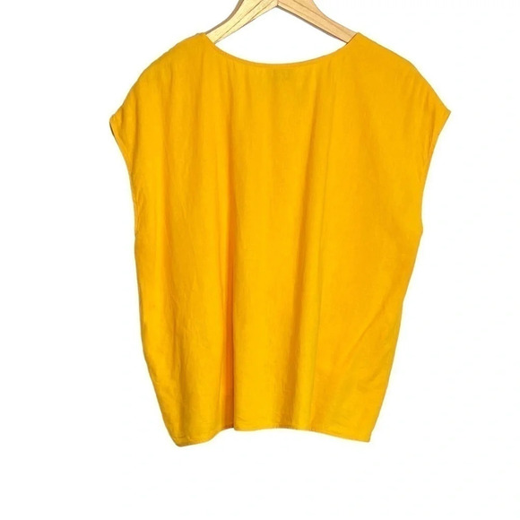 Show Me Your Mumu Katrina Top Size Large Linen Blend Canary Yellow Front Slit - Picture 5 of 8